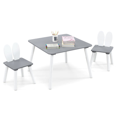 3 Pieces Kids Table and Chairs Set for Arts Crafts Snack Time-Gray