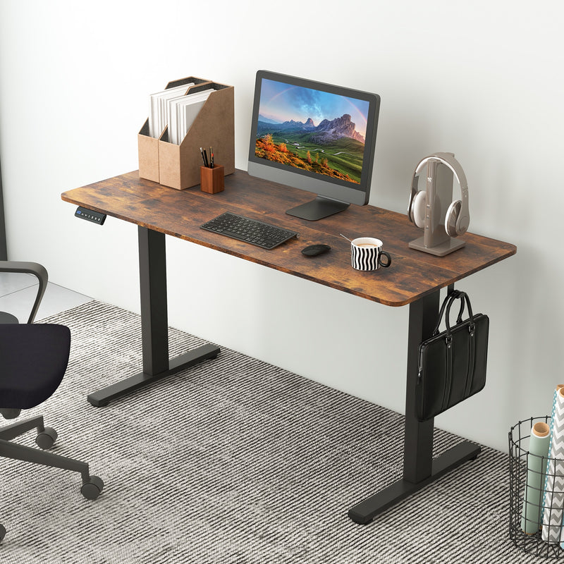 55 x 24 Inches Sit Stand Home Office Desk with 3 Memory Height Settings-Rustic Brown