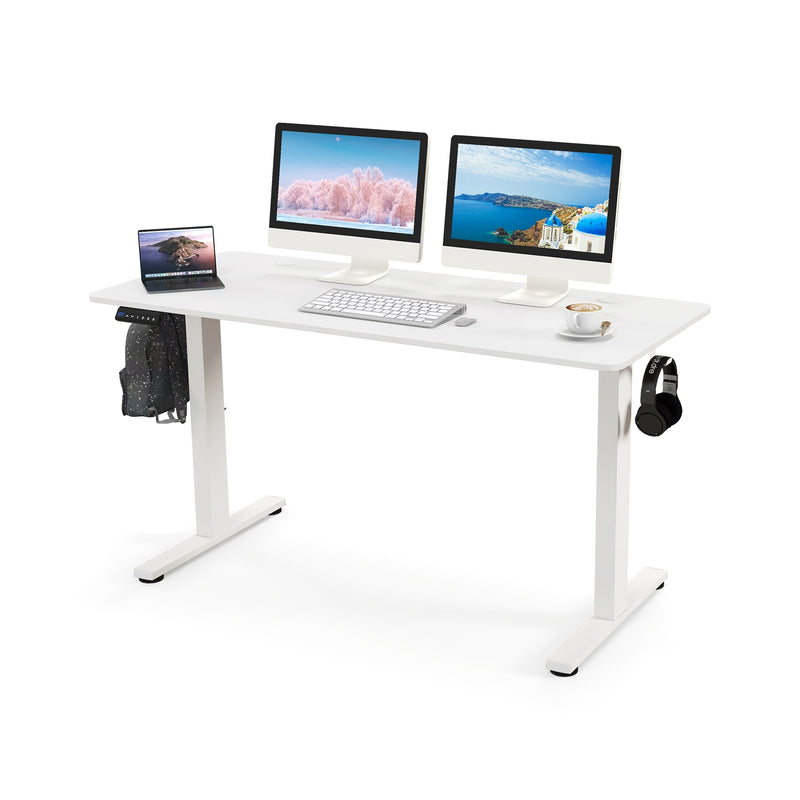 55 x 24 Inches Sit Stand Home Office Desk with 3 Memory Height Settings-White