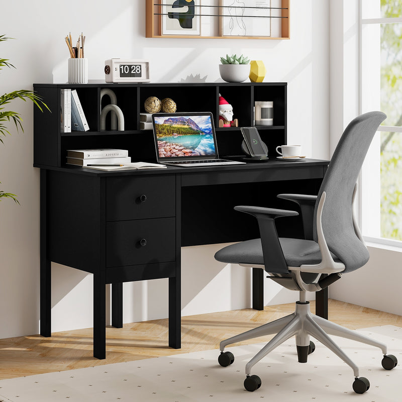 48 Inch Computer Desk with Drawers Power Outlets-Black