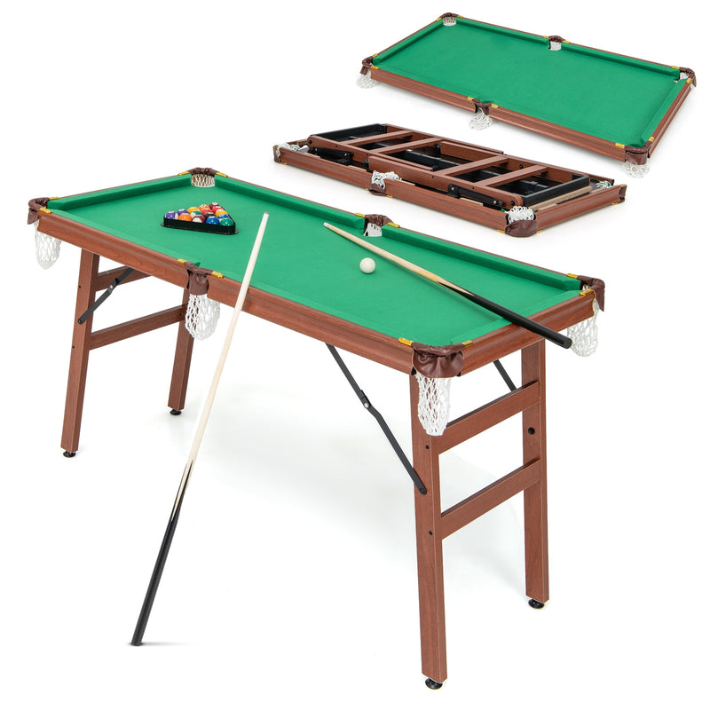 Folding Portable Billiards Table Game Set with Adjustable Foot Levelers