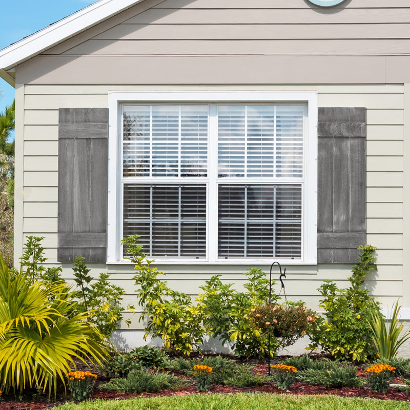 36 x 11 Inch Farmhouse Paulownia Wood Window Shutters Set of 2 for Windows-Dark Gray