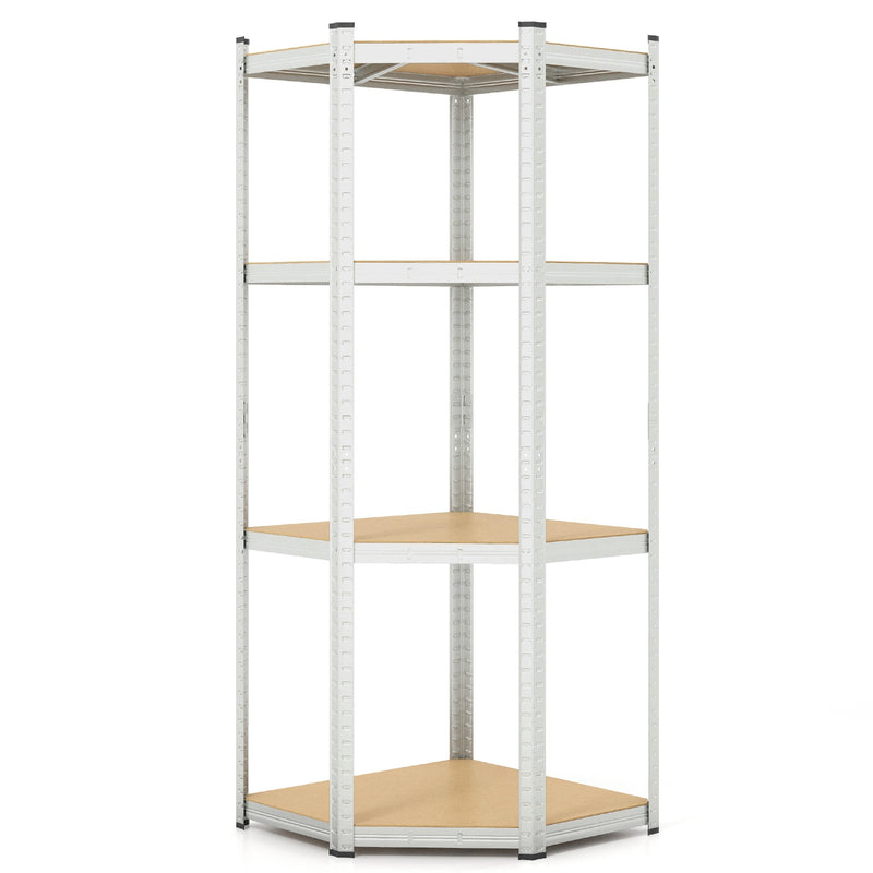 4-Tier Corner Shelving Unit Adjustable Garage Storage Utility Rack for Warehouse-Silver