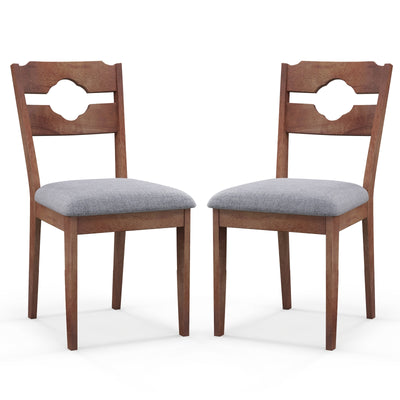 Dining Chair Set of 2 Fabric Upholstered Kitchen Chairs with Padded Seat and High Back-Gray