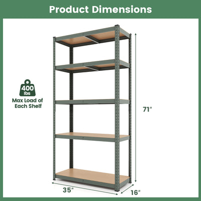 5-Tier Heavy Duty Metal Shelving Unit with 2000 LBS Total Load Capacity-Gray