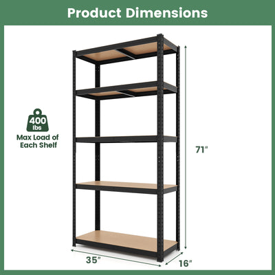 5-Tier Heavy Duty Metal Shelving Unit with 2000 LBS Total Load Capacity-Black