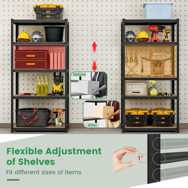 5-Tier Heavy Duty Metal Shelving Unit with 2000 LBS Total Load Capacity-Black