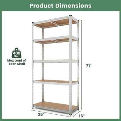 5-Tier Heavy Duty Metal Shelving Unit with 2000 LBS Total Load Capacity-Silver