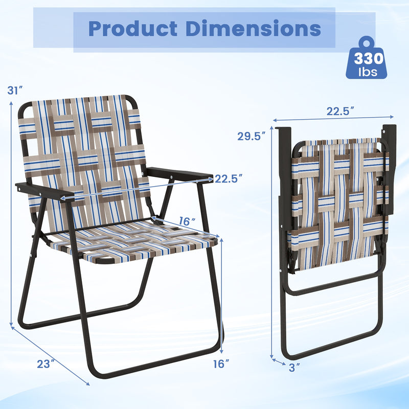 4 Pieces Folding Beach Chair Camping Lawn Webbing Chair-Coffee