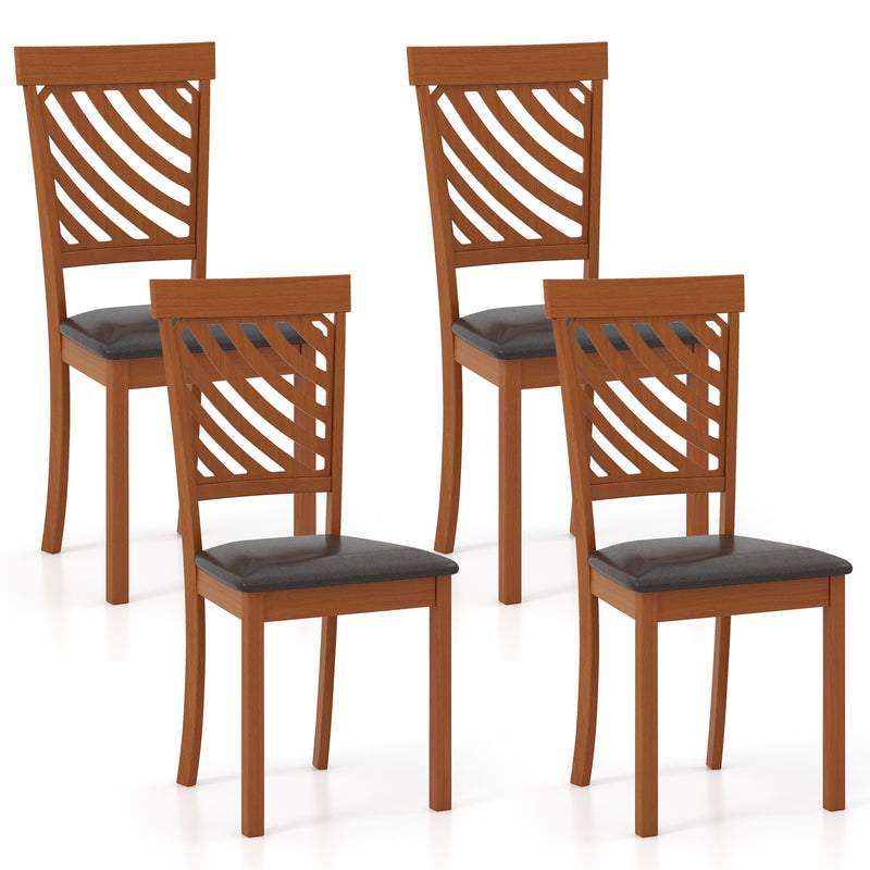 Dining Chair Set of 2 with Rubber Wood Legs and Ergonomic Back for Dining Room-Walnut