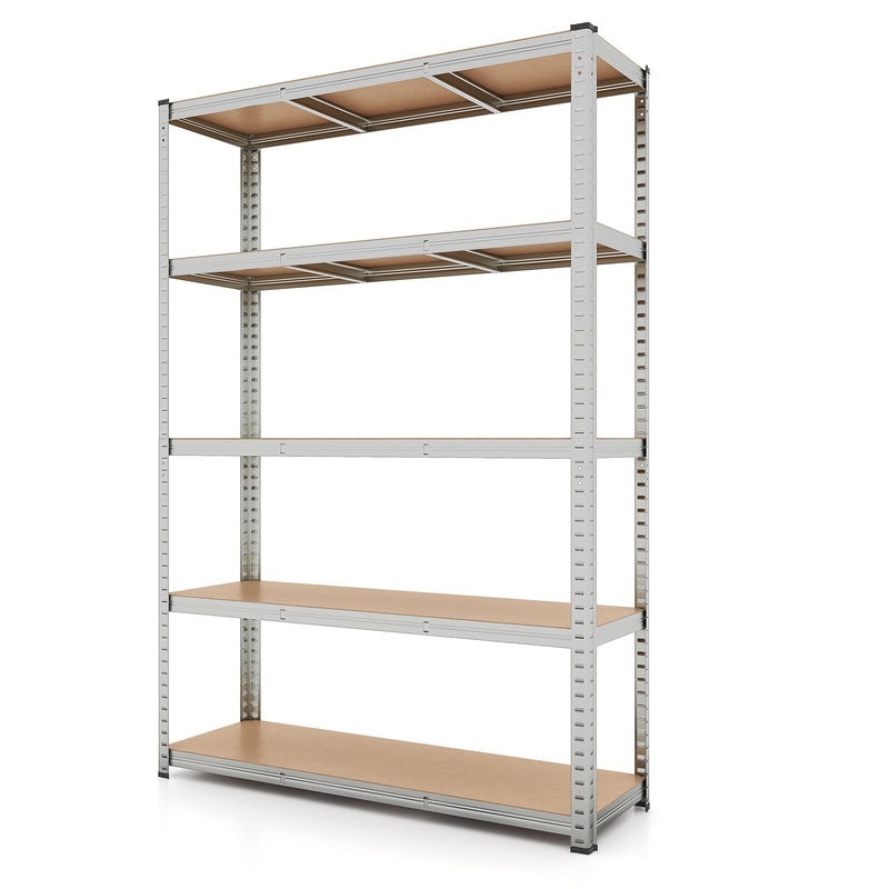 5-Tier Heavy Duty Metal Shelving Unit with 2200 LBS Total Load Capacity-Silver