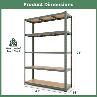 5-Tier Heavy Duty Metal Shelving Unit with 2200 LBS Total Load Capacity-Gray