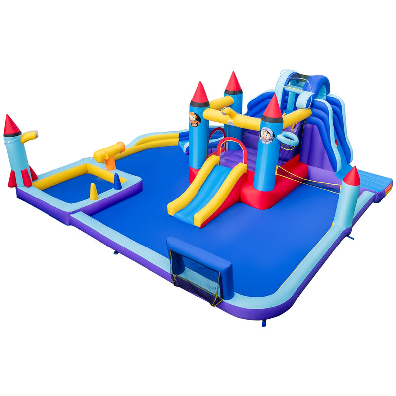 Rocket Theme Inflatable Water Slide Park with 950W Blower