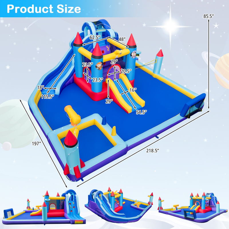 Rocket Theme Inflatable Water Slide Park with 950W Blower