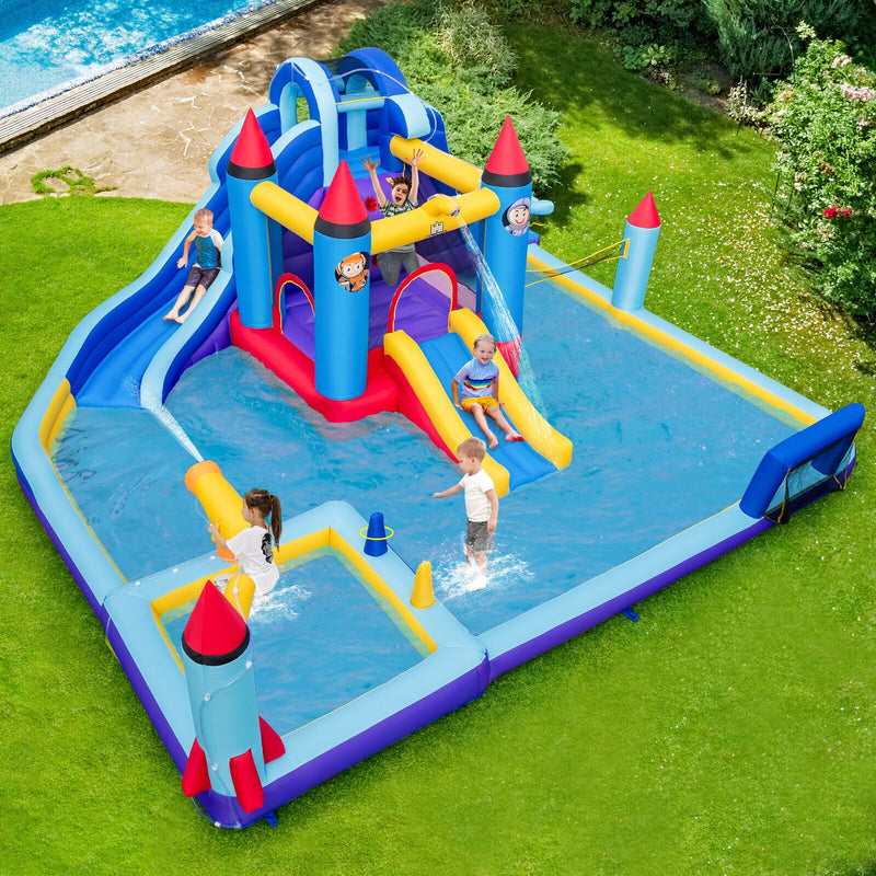 Rocket Theme Inflatable Water Slide Park with 1100W Blower