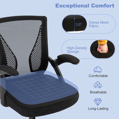 Ergonomic Office Chair Adjustable Swivel Chair with Flip-Up Armrests and Rocking Backrest-Black