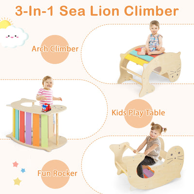 7-in-1 Indoor Climbing Toys for Toddlers with Reversible Ramp-Multicolor