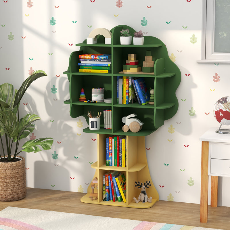 6-Tier Kids Bookcase Shelf Toy Storage Organizer with Open Storage Shelves-Green