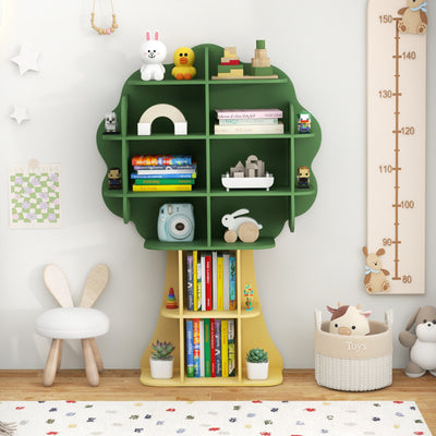 6-Tier Kids Bookcase Shelf Toy Storage Organizer with Open Storage Shelves-Green