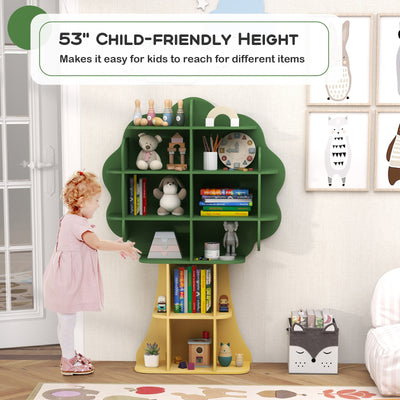 6-Tier Kids Bookcase Shelf Toy Storage Organizer with Open Storage Shelves-Green