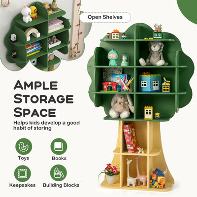 6-Tier Kids Bookcase Shelf Toy Storage Organizer with Open Storage Shelves-Green