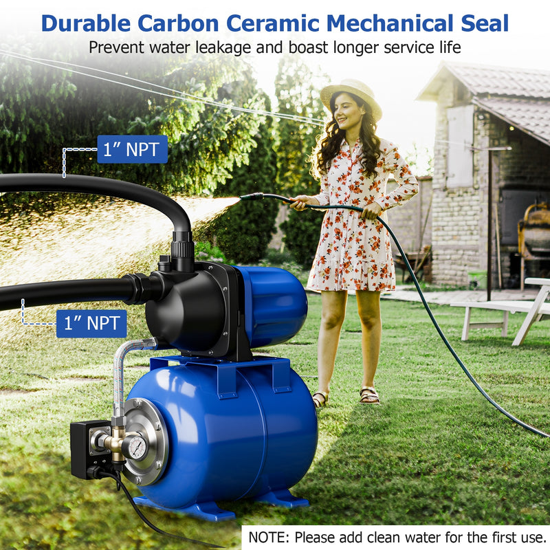 1200 W Garden Water Pump Shallow Well Pressurized Irrigation-Blue