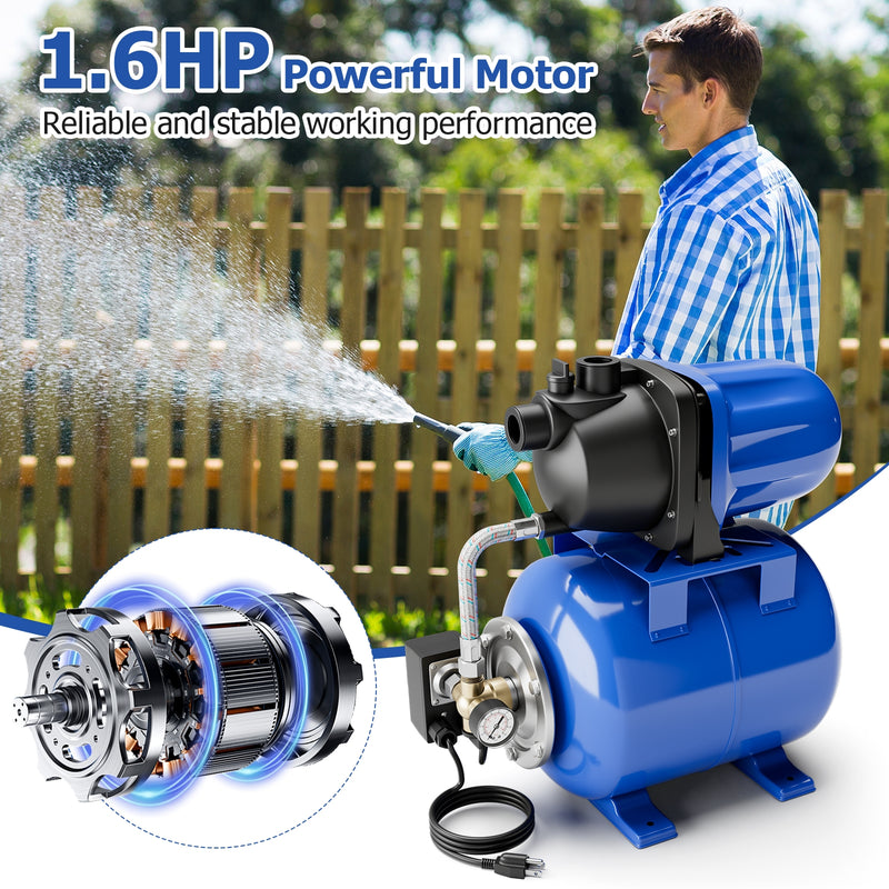 1200 W Garden Water Pump Shallow Well Pressurized Irrigation-Blue