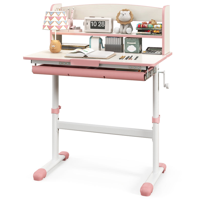 Height Adjustable Kids Study Desk with Tilt Desktop-Pink