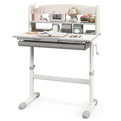 Height Adjustable Kids Study Desk with Tilt Desktop-Gray