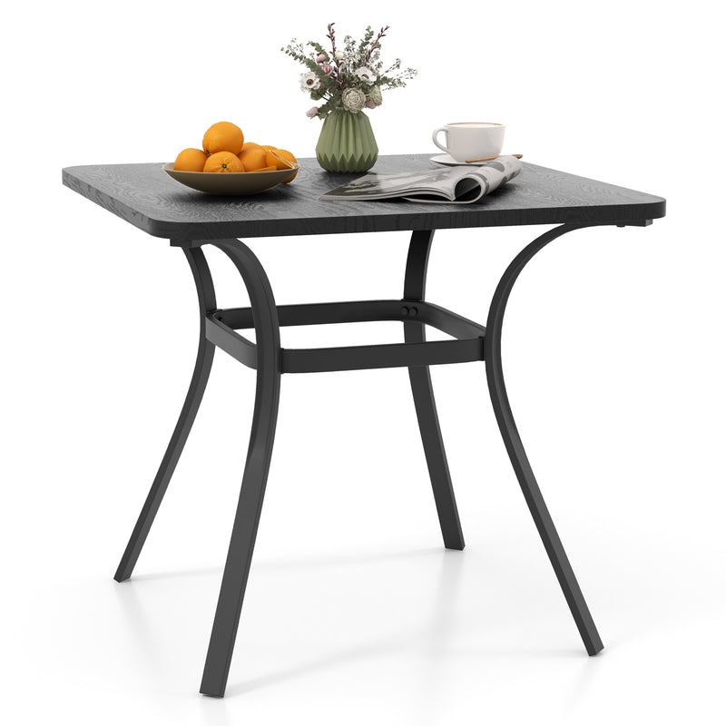 32 Inch Patio Dining Table Metal Square Table for Dining with 4 Curved Legs-Gray