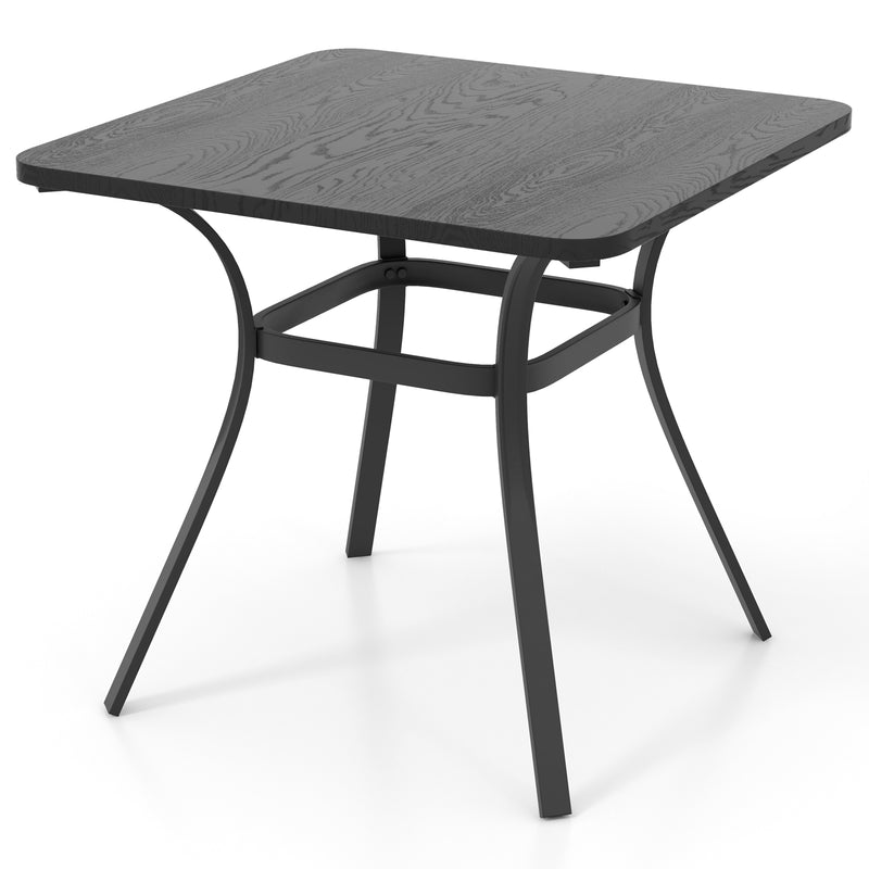 32 Inch Patio Dining Table Metal Square Table for Dining with 4 Curved Legs-Gray