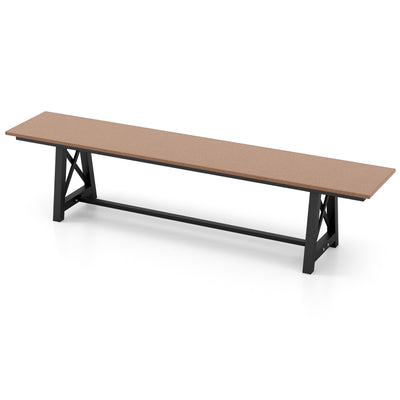 3-4 Person Outdoor HDPE Bench with Metal Frame-Brown