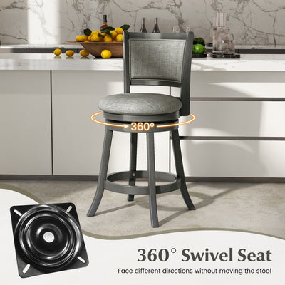 Swivel Bar Stools Set of 2 with Soft-padded Back and Seat-S