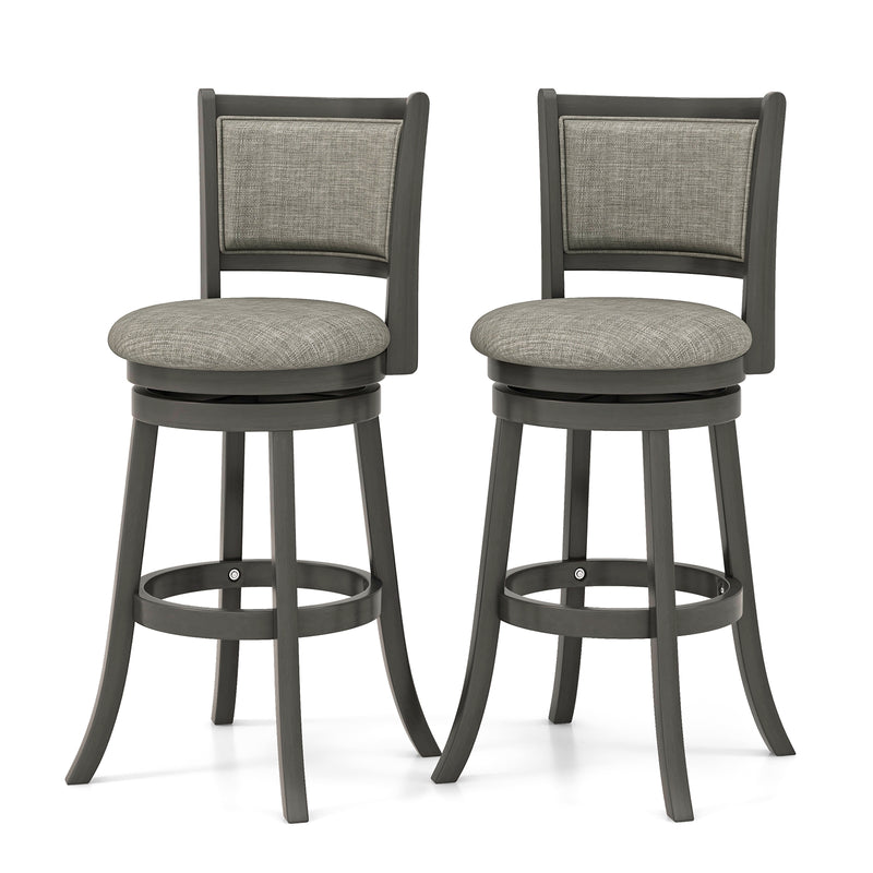 Swivel Bar Stools Set of 2 with Soft-padded Back and Seat-L