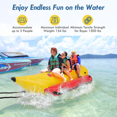 3-Person Inflatable Banana Boat with Electric Air Pump Carrying Bag and Repair Kit