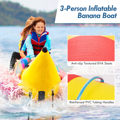 3-Person Inflatable Banana Boat with Electric Air Pump Carrying Bag and Repair Kit