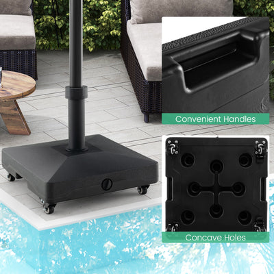 Fillable Umbrella Base Stand with Lockable Universal Wheels