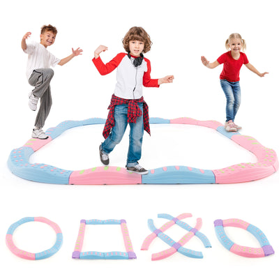 Colorful Kids Wavy Balance Beam with Textured Surface and Non-slip Foot Pads-Blue and Pink