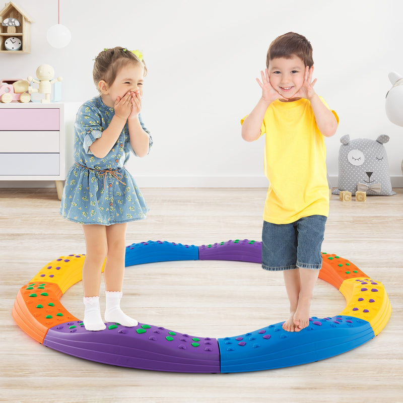 Colorful Kids Wavy Balance Beam with Textured Surface and Non-slip Foot Pads-Blue & Orange