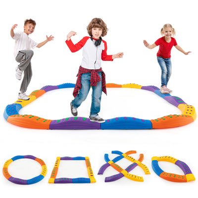 Colorful Kids Wavy Balance Beam with Textured Surface and Non-slip Foot Pads-Blue & Orange