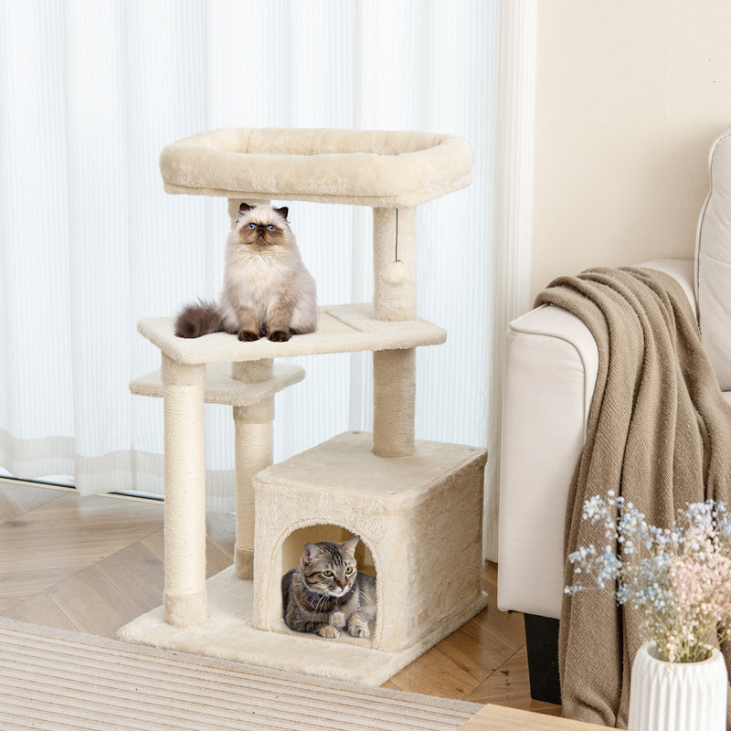 Multi-layer Cat Tree with Perch and Hanging Ball-Beige