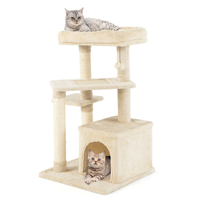 Multi-layer Cat Tree with Perch and Hanging Ball-Beige