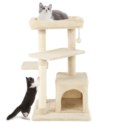 Multi-layer Cat Tree with Perch and Hanging Ball-Beige