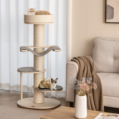 47 Inches Cat Tree for Indoor Cats with Thickened Sisal Scratching Posts-Gray