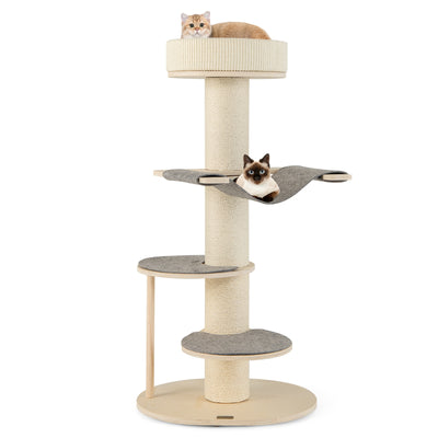 47 Inches Cat Tree for Indoor Cats with Thickened Sisal Scratching Posts-Gray