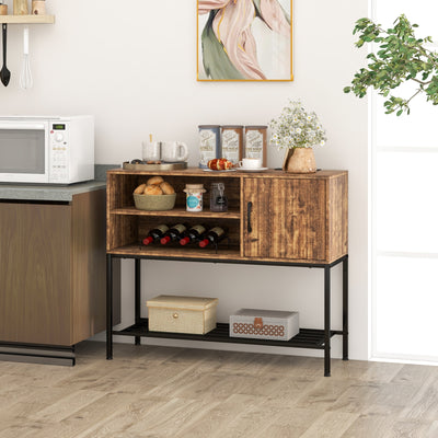 Buffet Sideboard Coffee Bar Cabinet with Power Outlets and USB Ports-Rustic Brown