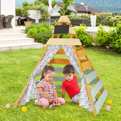 Triangle Hideaway Playhouse with Removable Chalkboard for Indoor and Outdoor