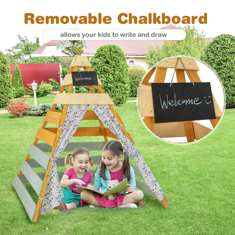 Triangle Hideaway Playhouse with Removable Chalkboard for Indoor and Outdoor