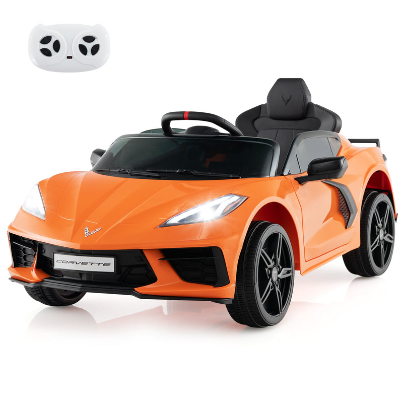 12V Electric Kids Ride On Car Licensed Chevrolet Corvette C8 with Remote Control Ages 3+ Years Old-Orange