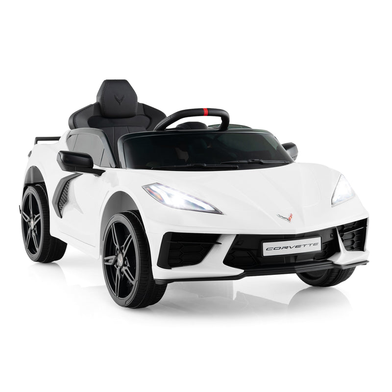 12V Electric Kids Ride On Car Licensed Chevrolet Corvette C8 with Remote Control Ages 3+ Years Old-White